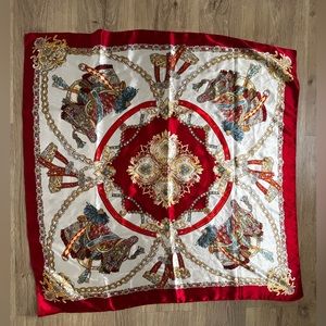 Vintage scarf red white chains and blue